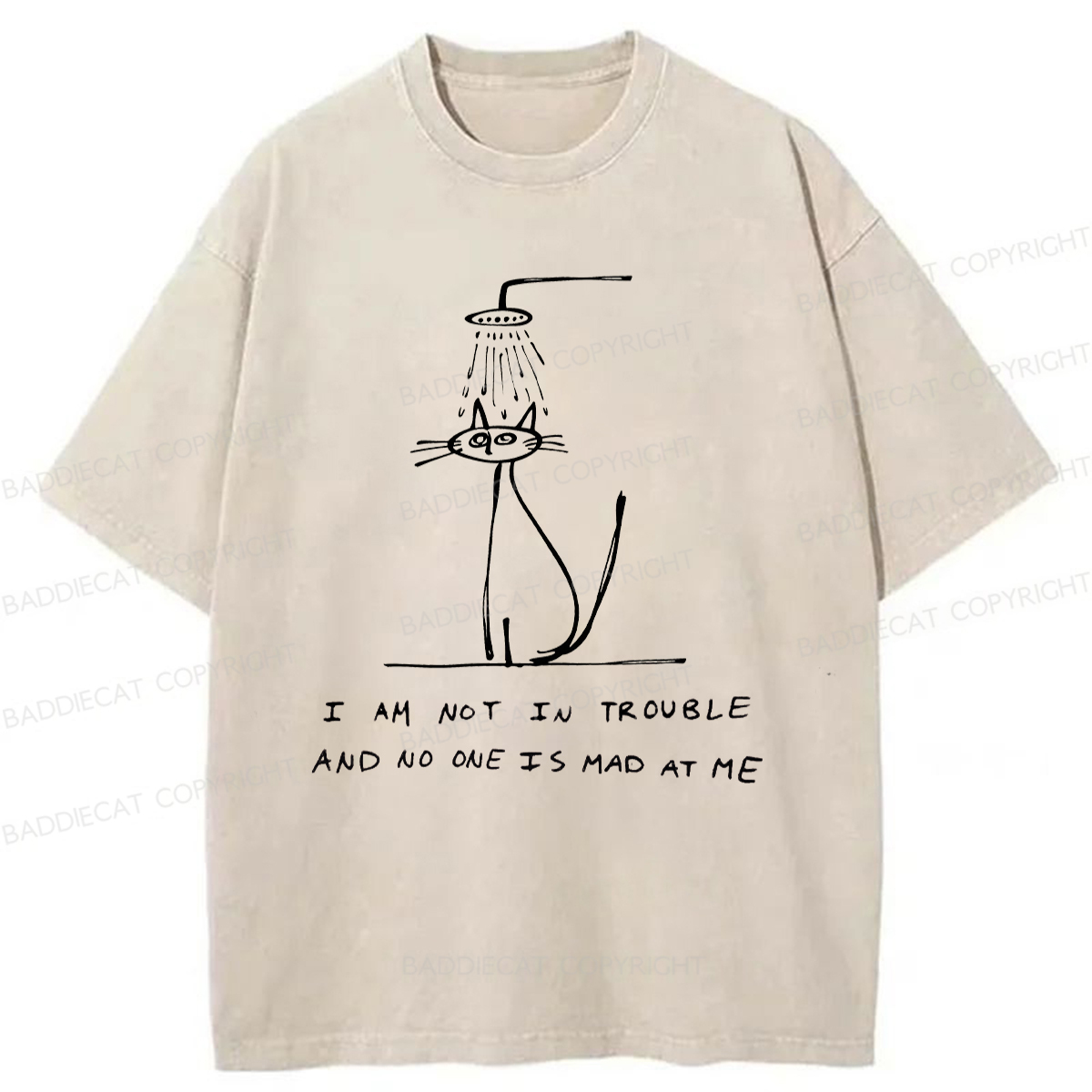 Baddiecat A Sad Cat Alone Washed T-shirt