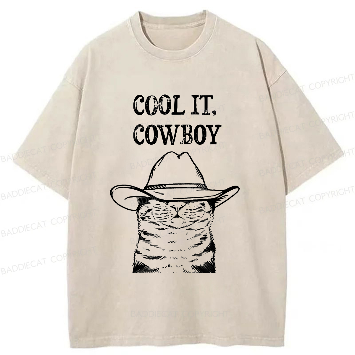 Baddiecat Cowboy Cat Washed T-shirt