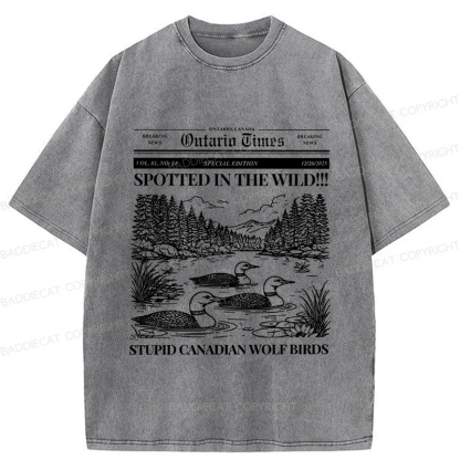 Baddiecat Canadian Wolf Bird Washed T-shirt