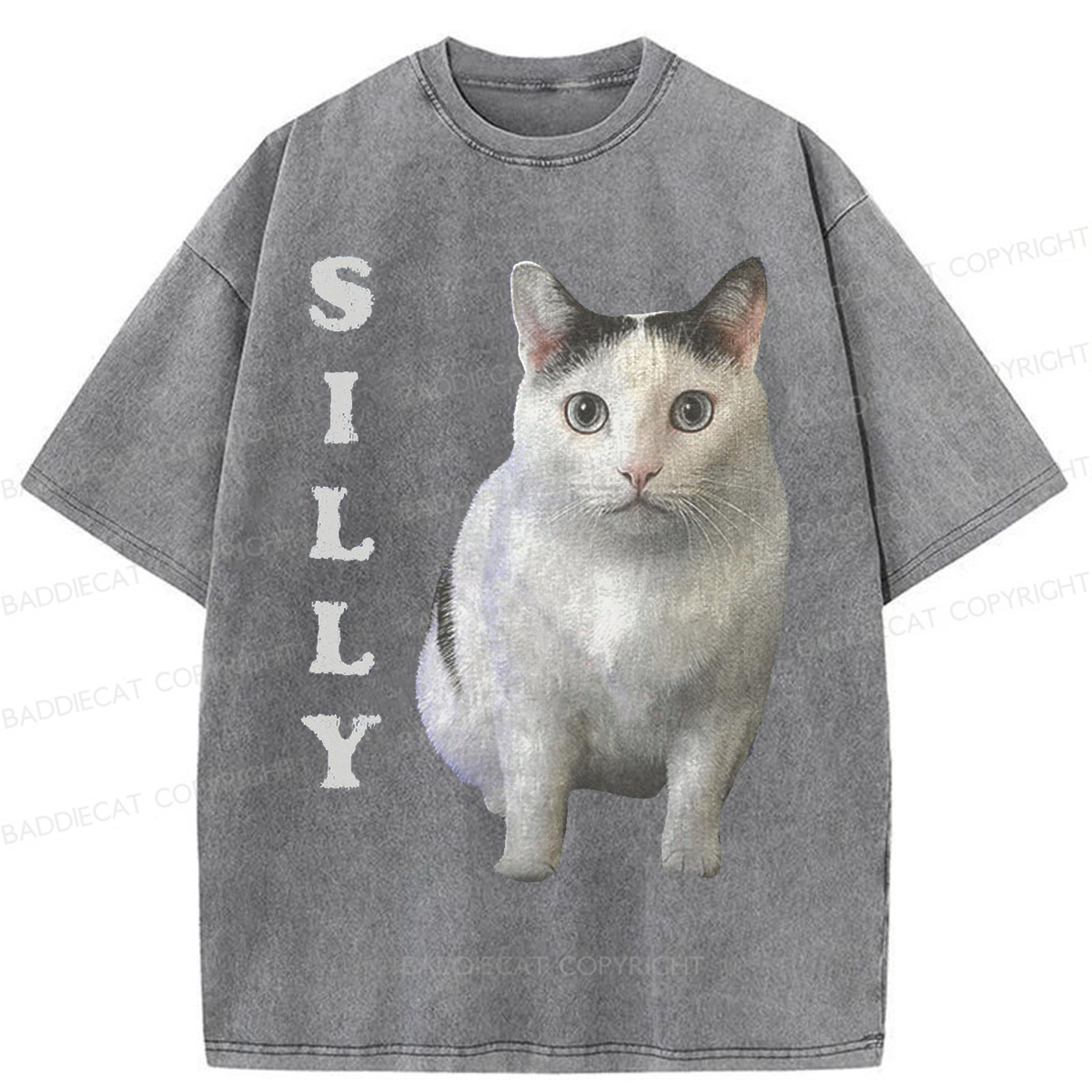 Baddiecat Silly Cat Washed T-shirt