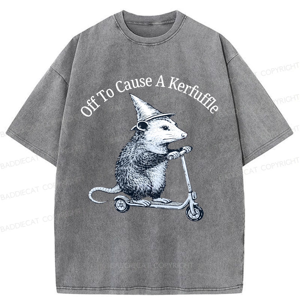Baddiecat A Possum On A Scooter Washed T-shirt