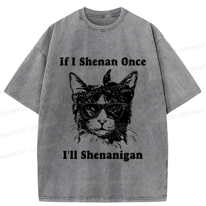Baddiecat If I Shenan Once I’ll Shenanigan Washed T-shirt