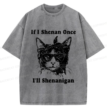 Baddiecat If I Shenan Once I’ll Shenanigan Washed T-shirt