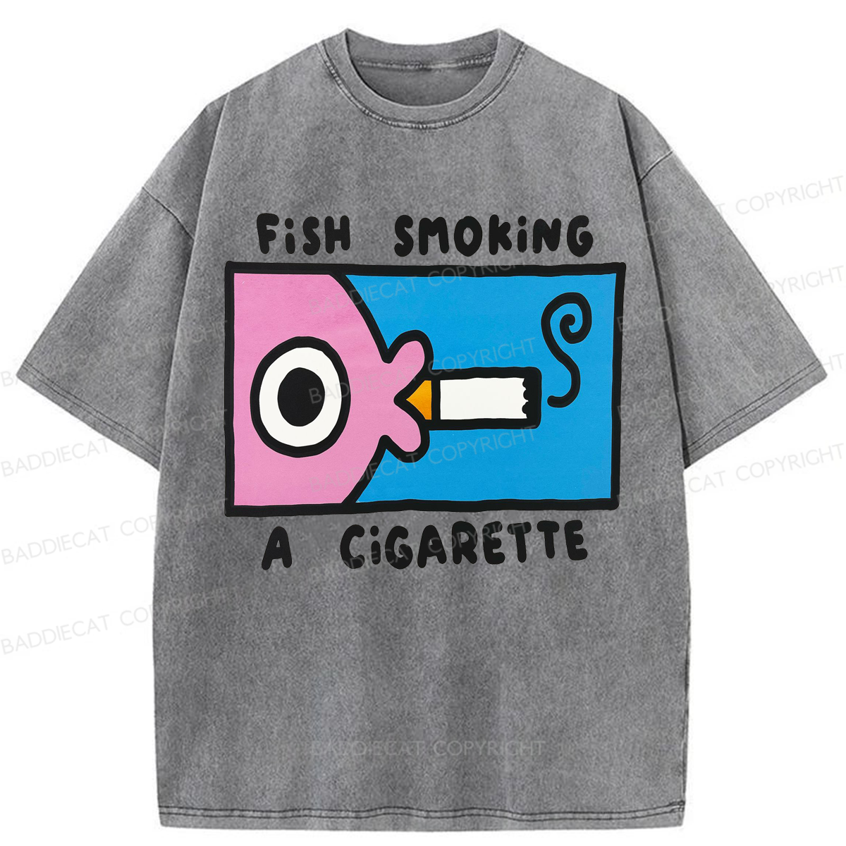 Baddiecat Fish Smoking Washed T-shirt