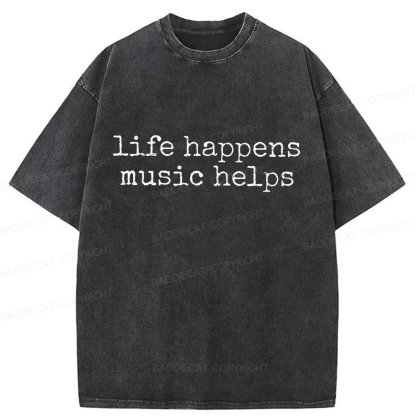 Baddiecat Life Happens Washed T-shirt