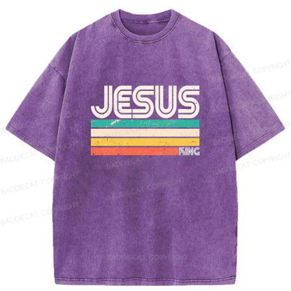 Baddiecat Jesus Is King Washed T-shirt