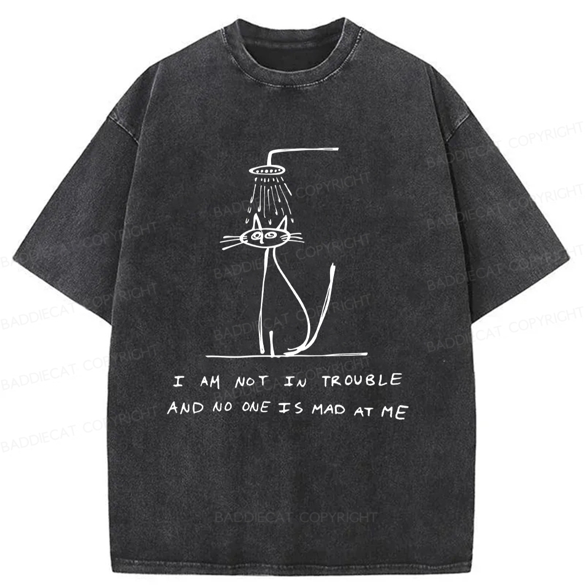 Baddiecat A Sad Cat Alone Washed T-shirt