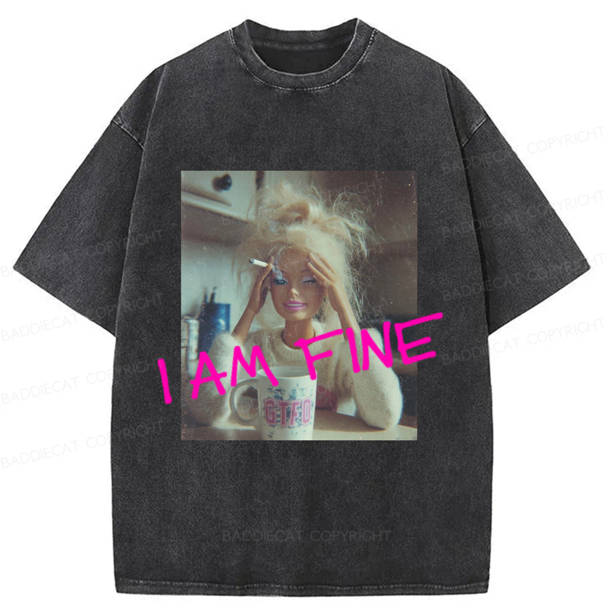 Baddiecat Fine Barbie Washed T-shirt