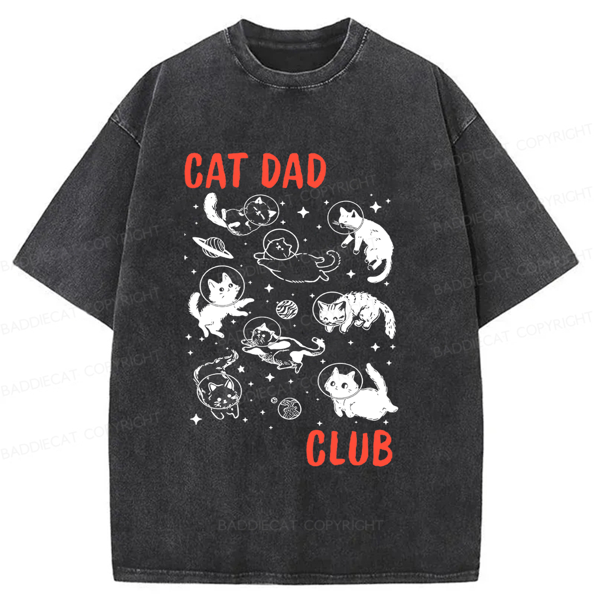 Baddiecat Cat Dad Club Washed T-shirt
