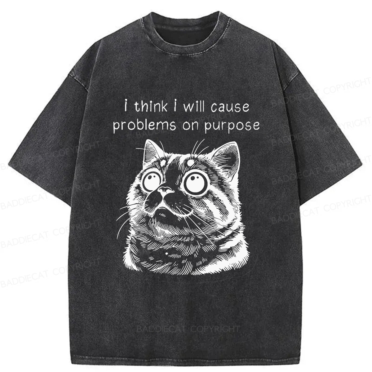 Baddiecat Innocent Cat Washed T-shirt