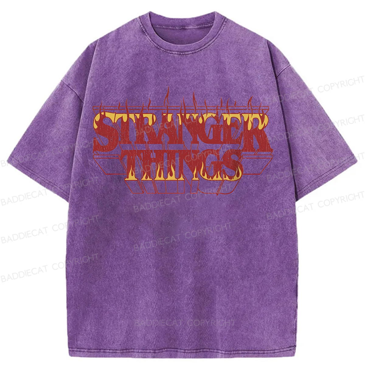 Baddiecat Stranger Things Fire Washed T-shirt