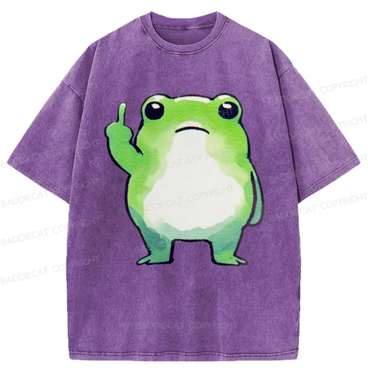 Baddiecat Middle Finger Frog Washed T-shirt