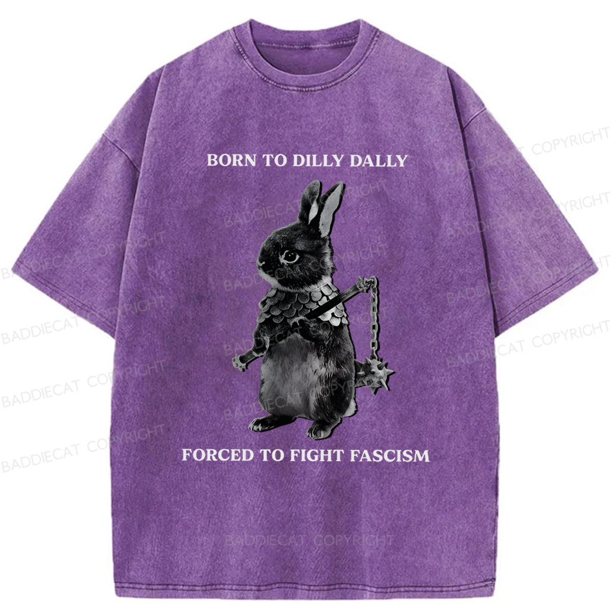 Baddiecat Born To Dilly Dally Forced To Fight Fascism Washed T-shirt