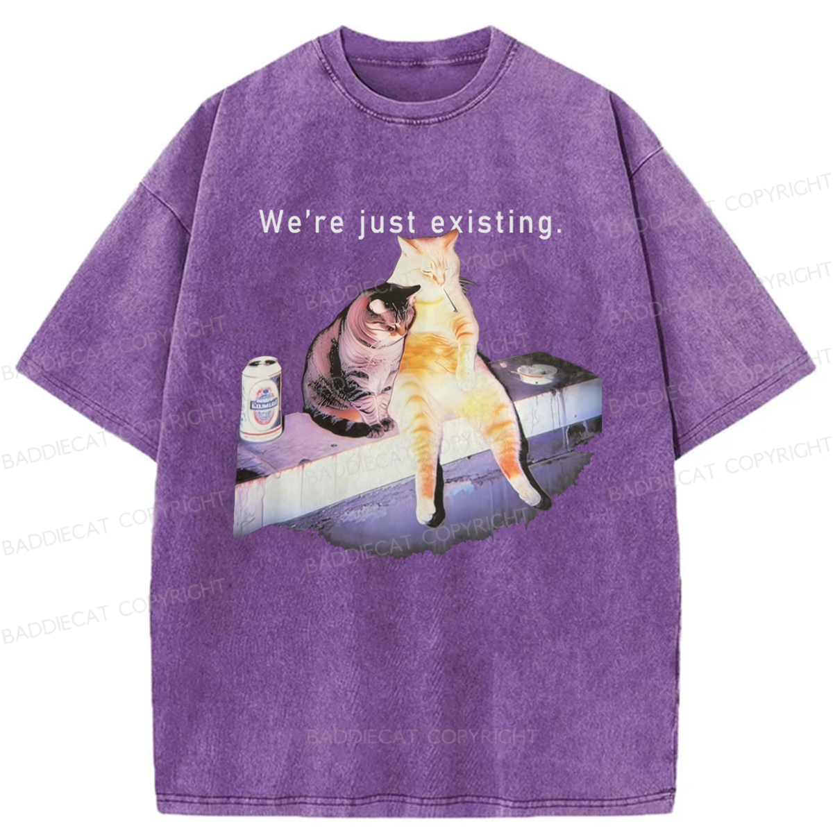 Baddiecat Cats We Are Just Existing Washed T-shirt