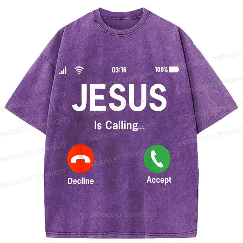 Baddiecat Jesus Christian faith Funny Meme Washed T-shirt