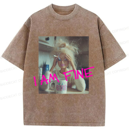 Baddiecat Fine Barbie Washed T-shirt