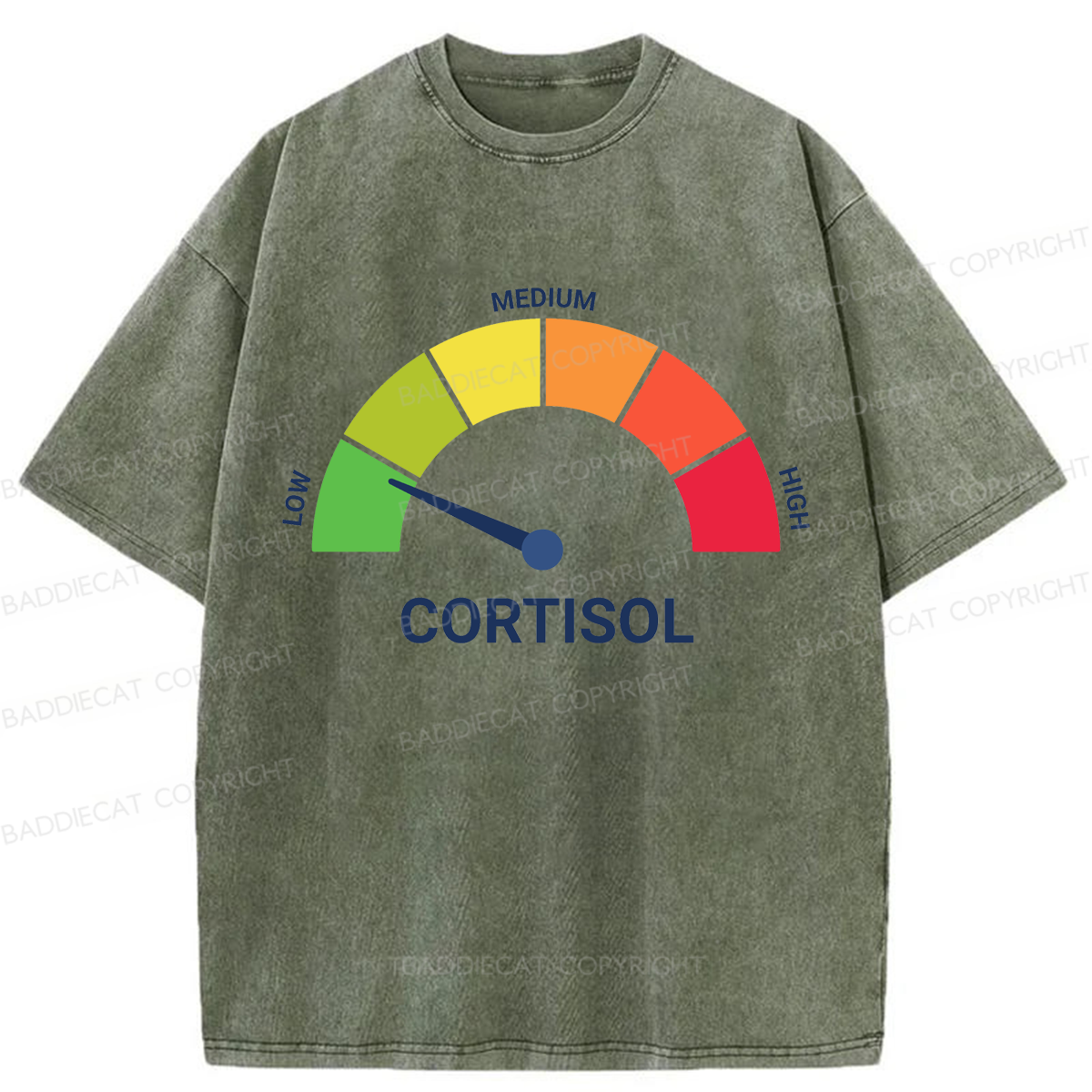 Baddiecat No Cortisol Spikes Here Washed T-shirt
