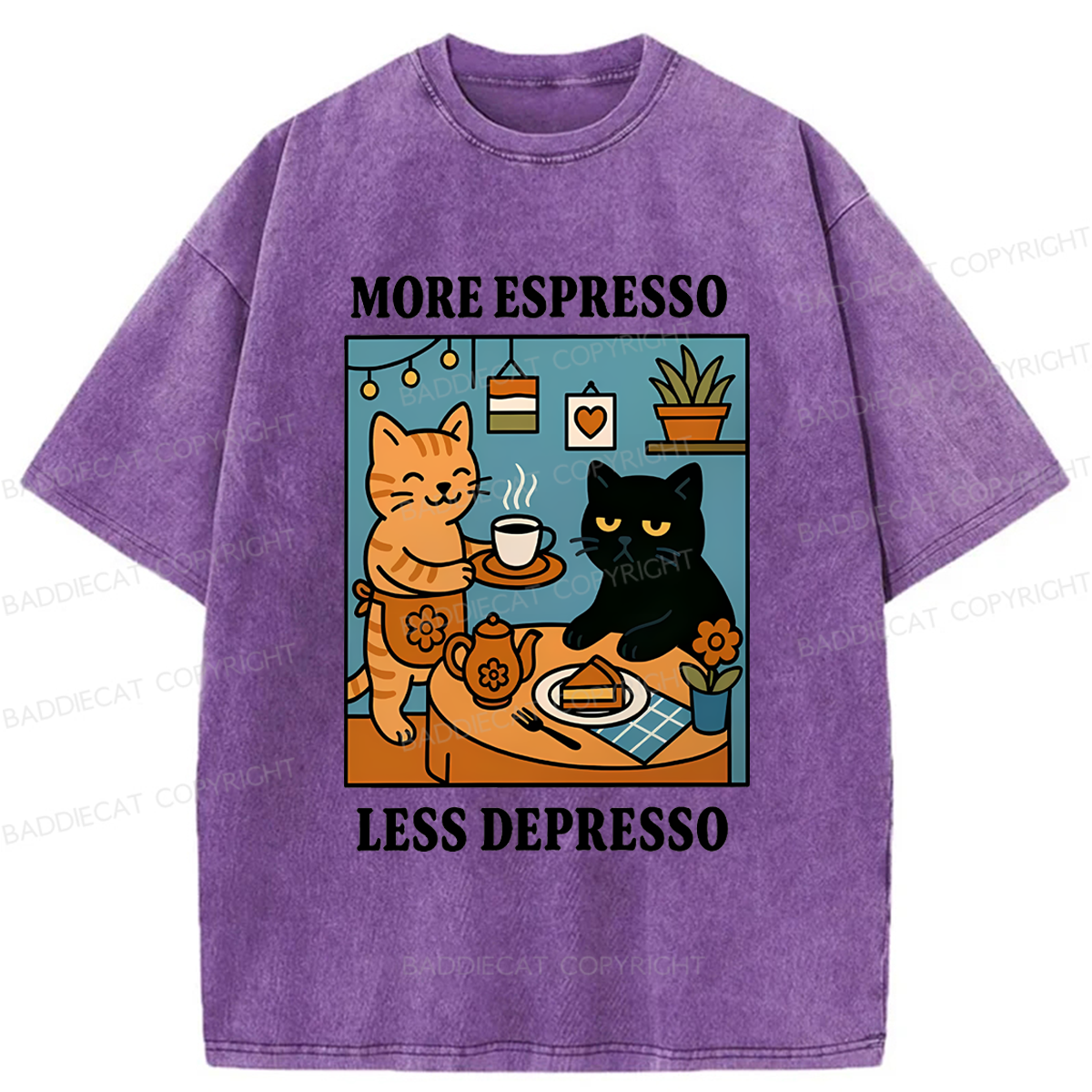 Baddiecat More Espresso Less Depresso Washed T-shirt