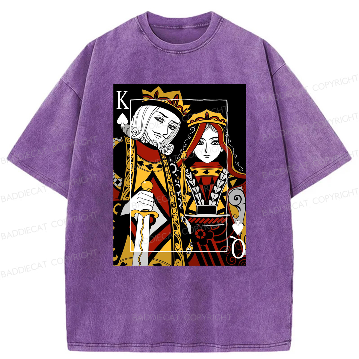 Baddiecat King And Queen Poker Washed T-shirt