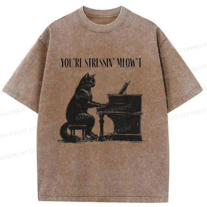 Baddiecat Highly Stressed Cat Washed T-shirt