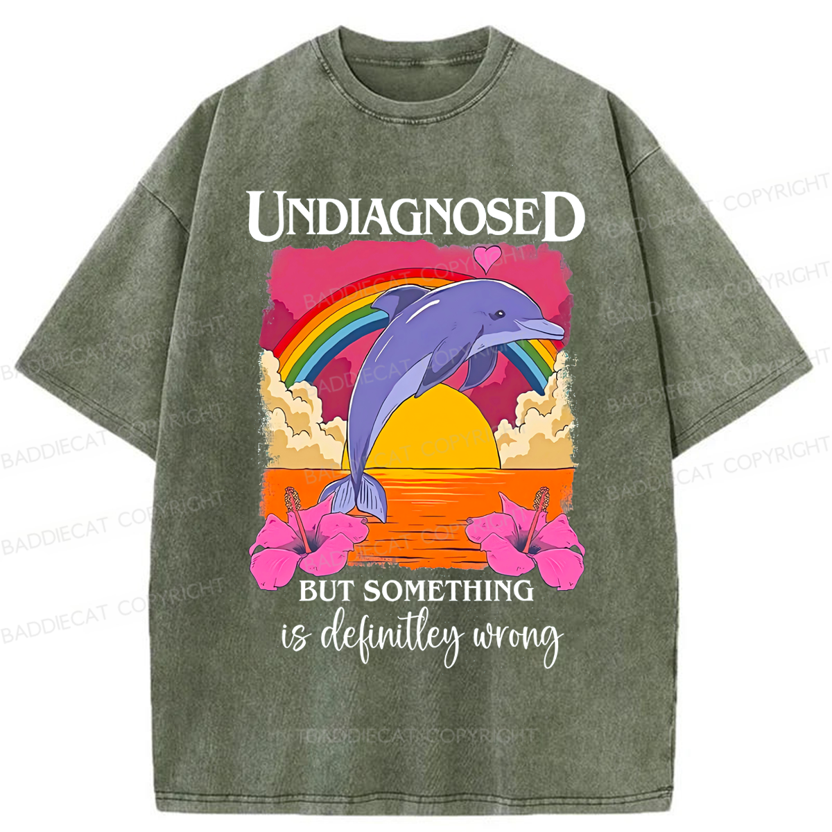 Baddiecat Undiagnosed Dolphin But Something Is Wrong Washed T-shirt