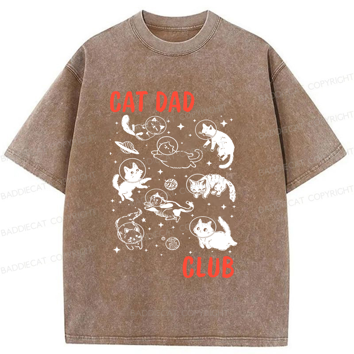 Baddiecat Cat Dad Club Washed T-shirt