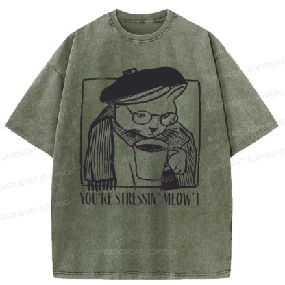 Baddiecat Coffee Cats Washed T-shirt