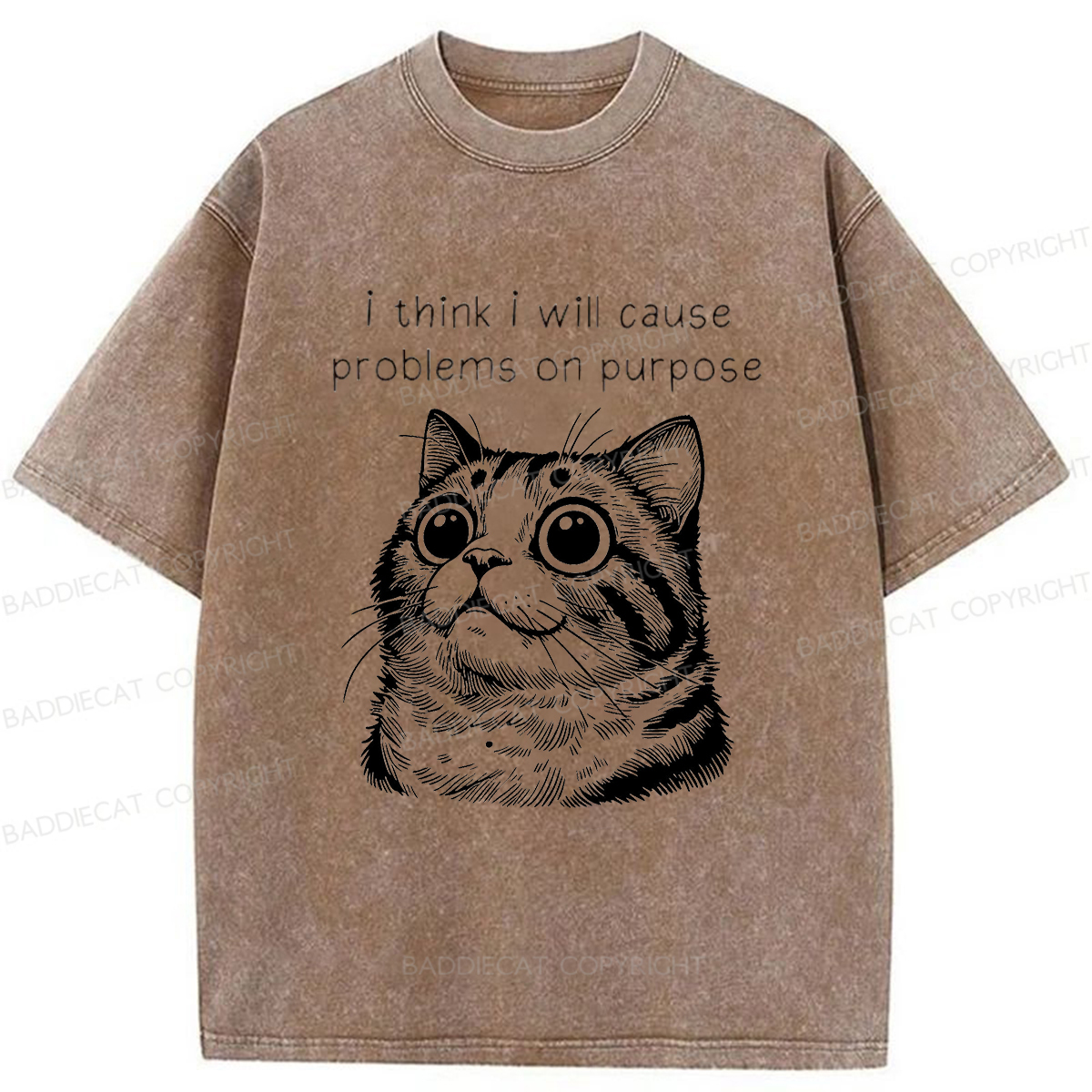 Baddiecat Innocent Cat Washed T-shirt