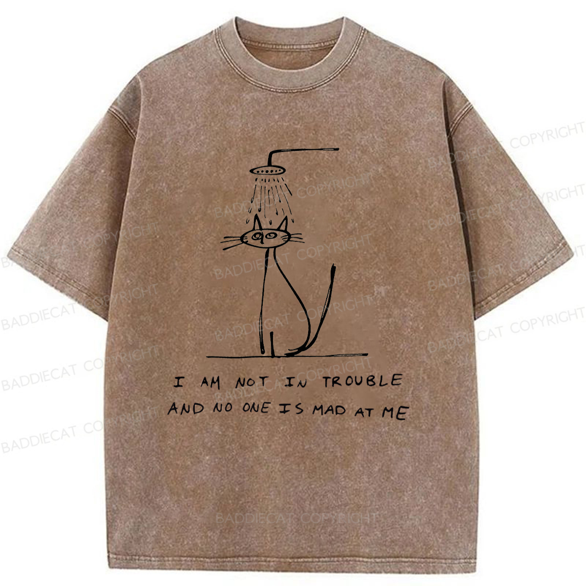 Baddiecat A Sad Cat Alone Washed T-shirt