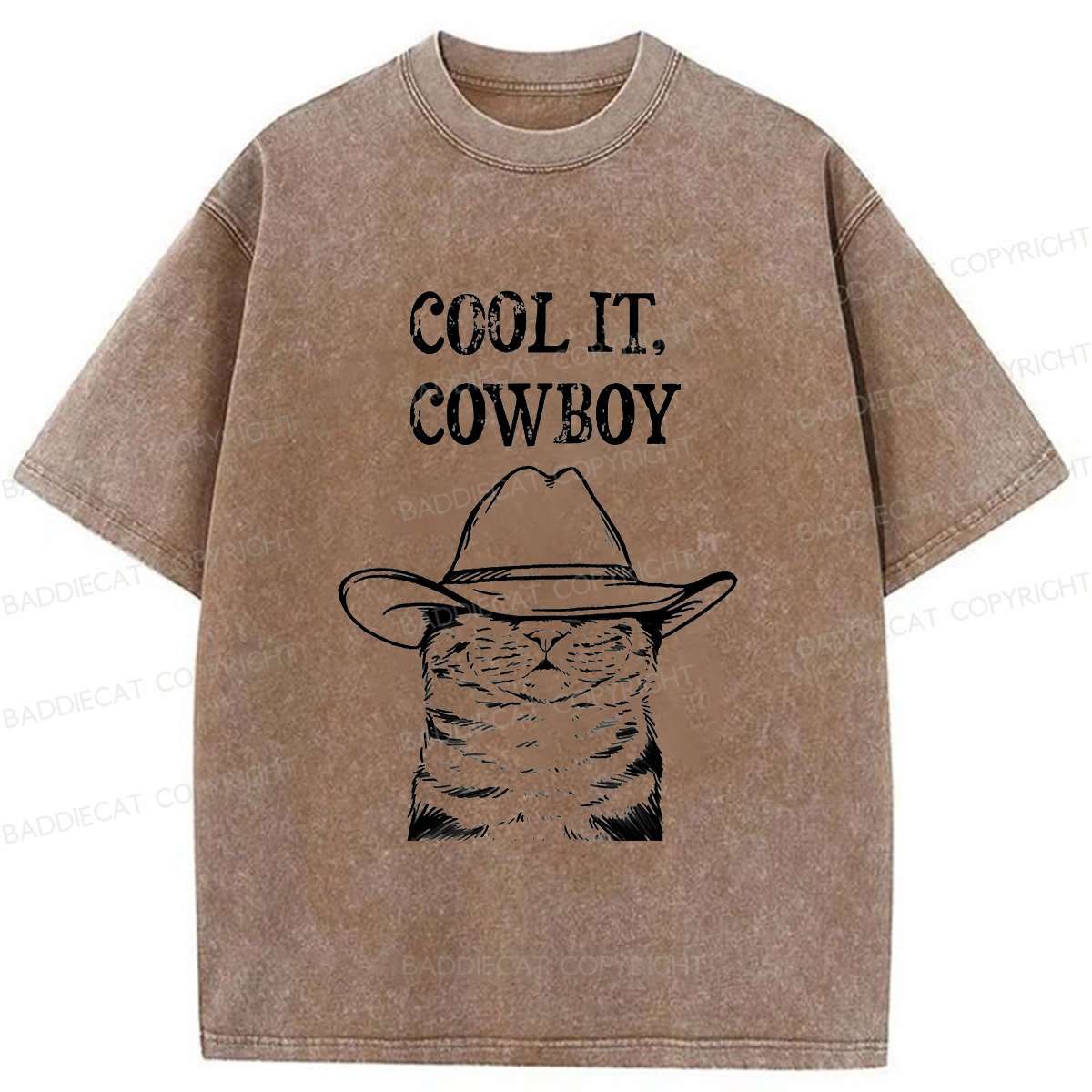 Baddiecat Cowboy Cat Washed T-shirt