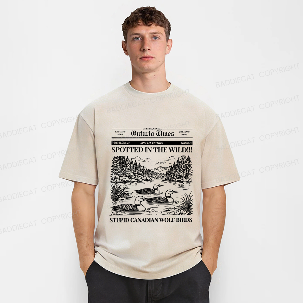 Baddiecat Canadian Wolf Bird Washed T-shirt