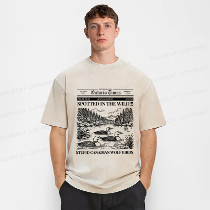 Baddiecat Canadian Wolf Bird Washed T-shirt