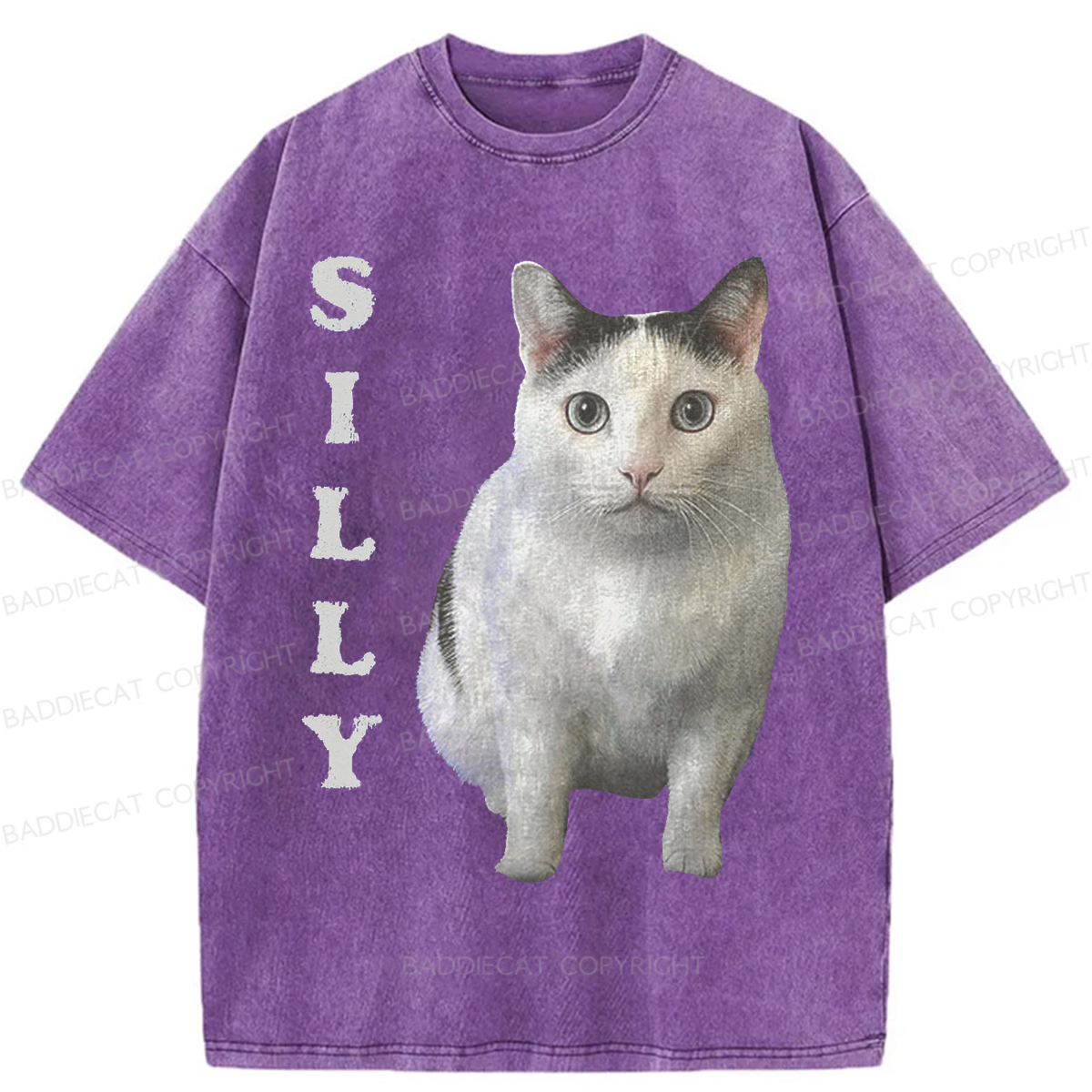 Baddiecat Silly Cat Washed T-shirt