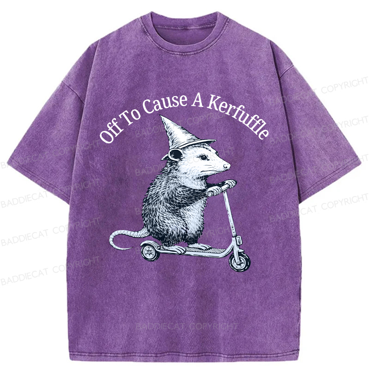 Baddiecat A Possum On A Scooter Washed T-shirt