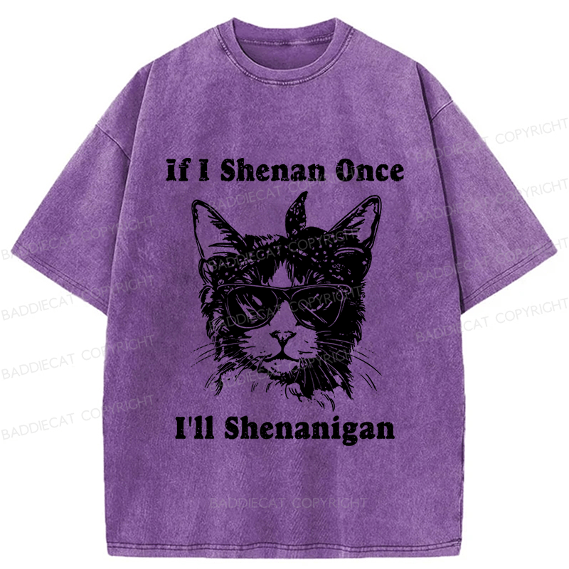 Baddiecat If I Shenan Once I’ll Shenanigan Washed T-shirt