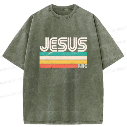 Baddiecat Jesus Is King Washed T-shirt