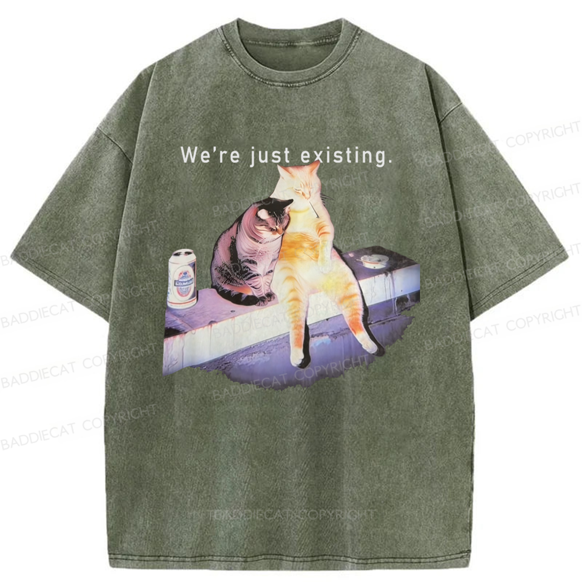 Baddiecat Cats We Are Just Existing Washed T-shirt