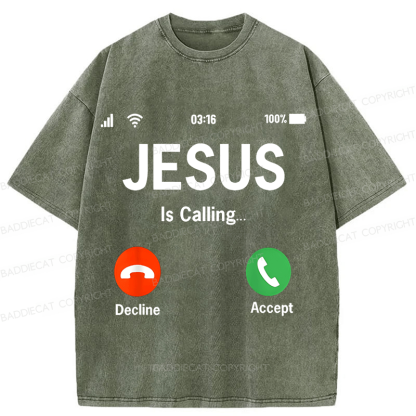 Baddiecat Jesus Christian faith Funny Meme Washed T-shirt