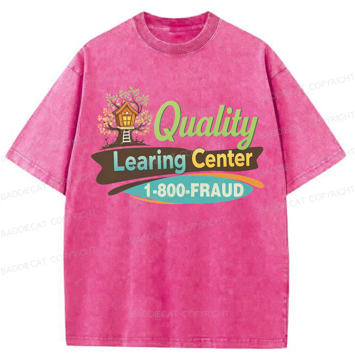 Baddiecat Funny Quality Learing Center Washed T-shirt