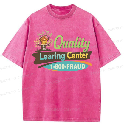 Baddiecat Funny Quality Learing Center Washed T-shirt