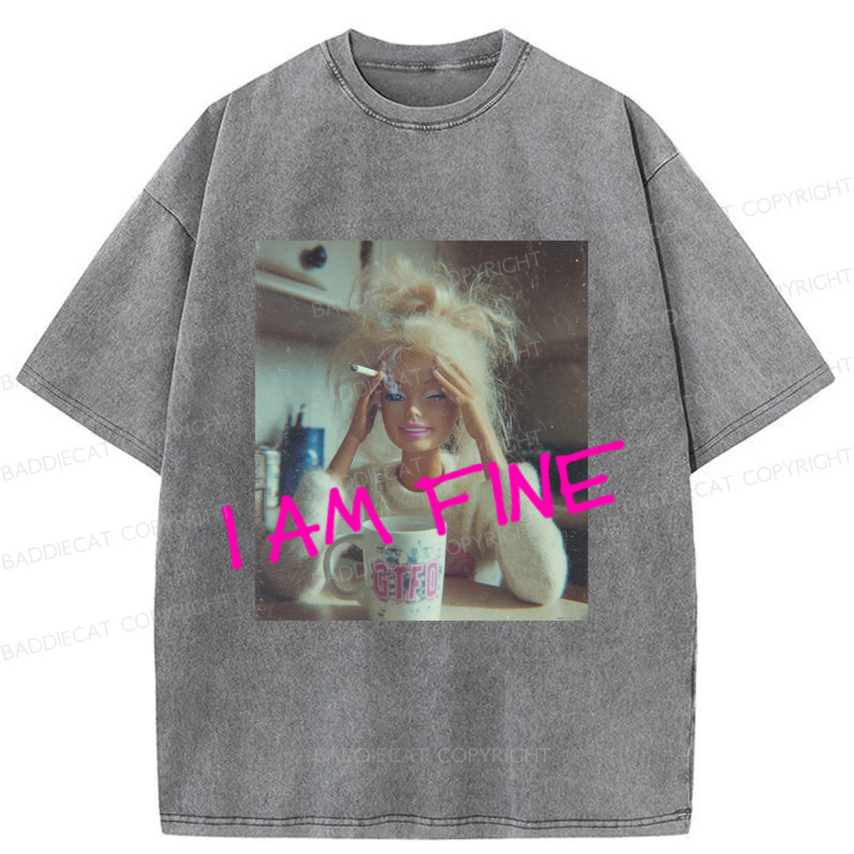Baddiecat Fine Barbie Washed T-shirt