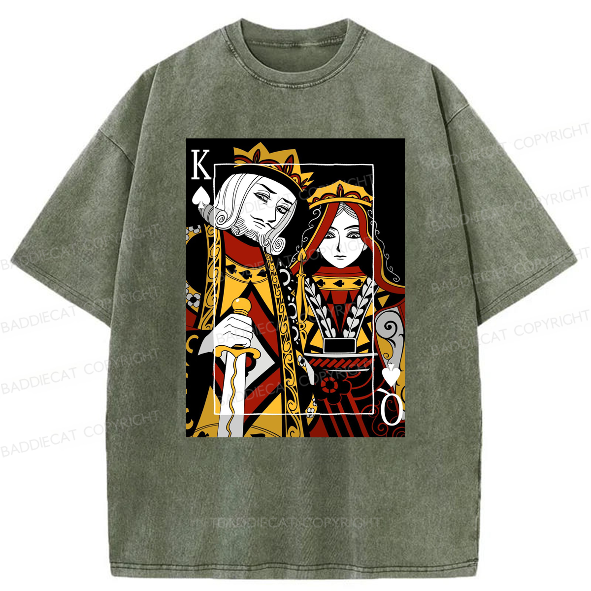 Baddiecat King And Queen Poker Washed T-shirt