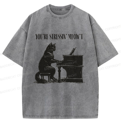 Baddiecat Highly Stressed Cat Washed T-shirt