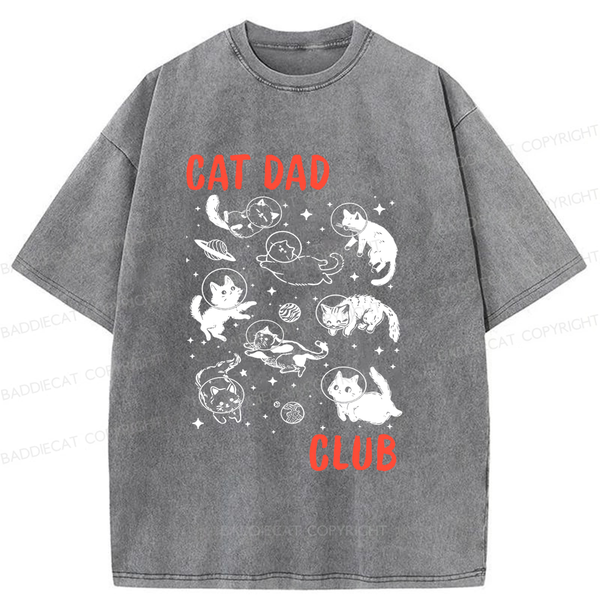 Baddiecat Cat Dad Club Washed T-shirt