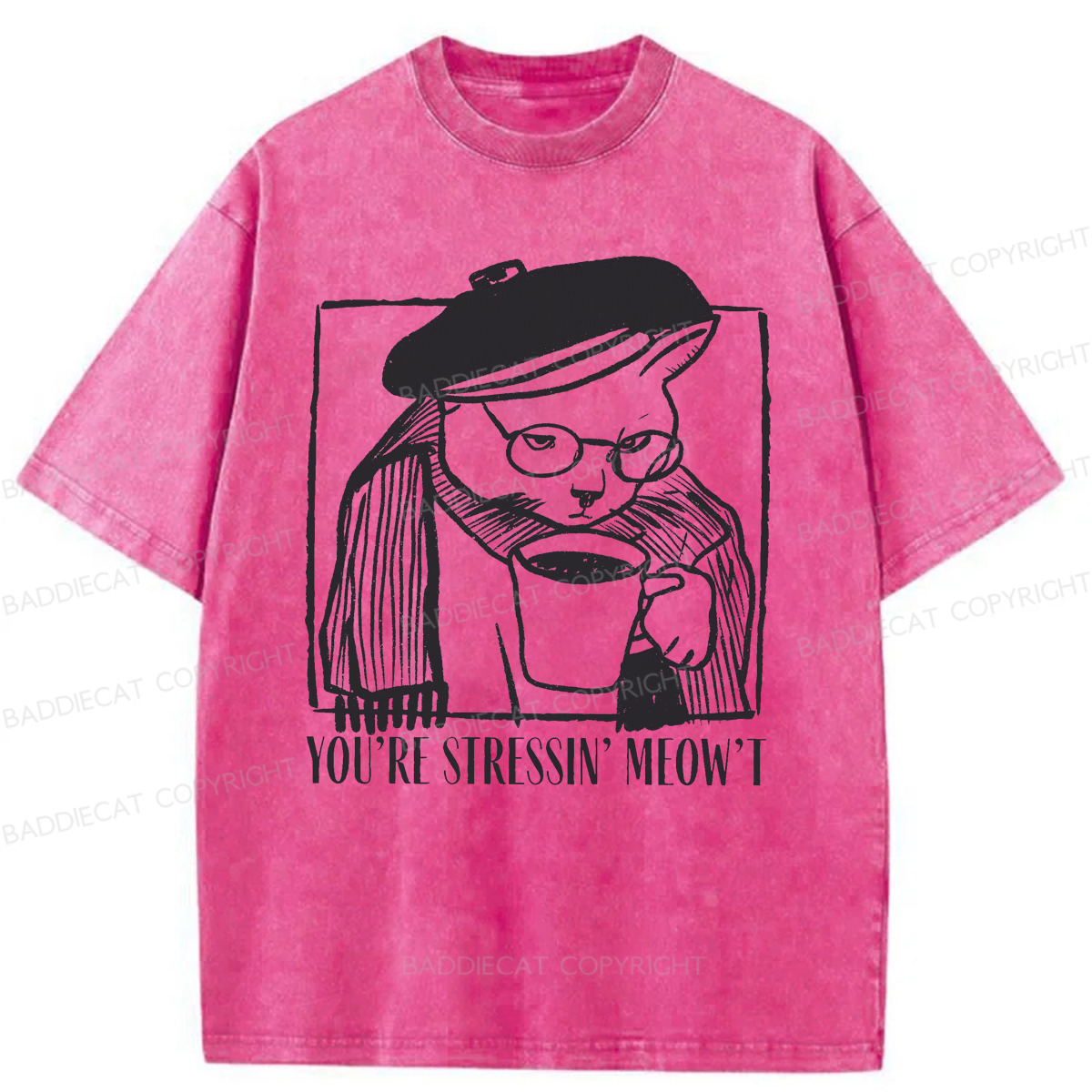 Baddiecat Coffee Cats Washed T-shirt