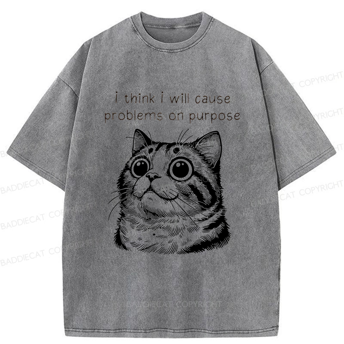 Baddiecat Innocent Cat Washed T-shirt