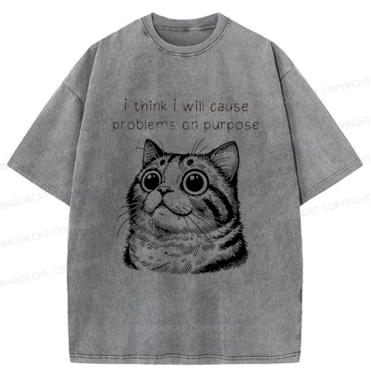 Baddiecat Innocent Cat Washed T-shirt