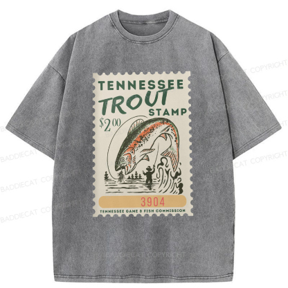 Baddiecat Tennessee Trout Stamp Washed T-shirt