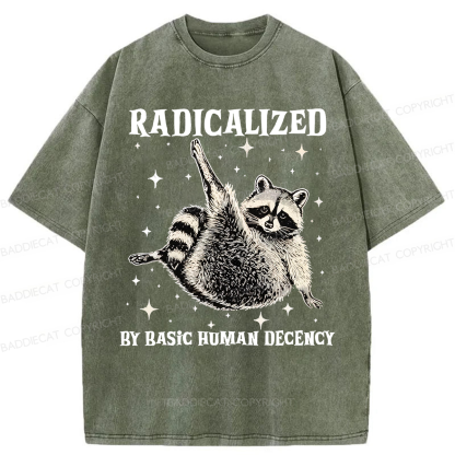 Baddiecat Radicalized By Basic Decency Raccoon Washed T-shirt