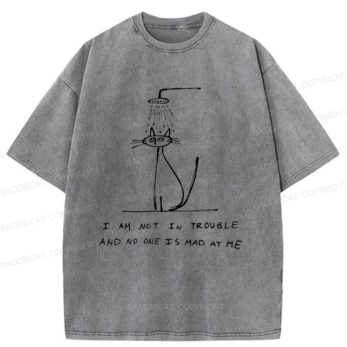 Baddiecat A Sad Cat Alone Washed T-shirt